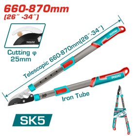Teleskopinės šakų žirklės TOTAL THTS1527406, 55CS, 660-860 mm