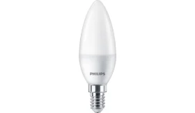 LED lempa PHILIPS, 5W (=40W), E14 B35 žvakė, 220-240V, 2700K, matinė, 470 lm, 15.000 val.