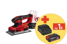 Akumuliatorinis plokštuminis šlifuoklis EINHELL, TE-OS 18/230 Li Solo, 18 V, Li-ion, padas 230x115 mm., svoris 1,5 kg, be akumuliatoriaus ir kroviklio
