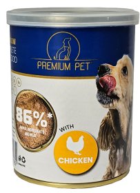 Konservuotas šunų ėdalas Premium Pet,  mėsos paštetas su vištiena, 415g