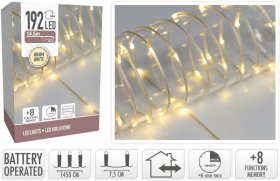 LED girlianda, su 192 LED, šiltai baltos sp., ilgis 14,5 m