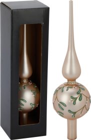 Eglutės viršūnė, stiklas, 3 skirtingos sp., su žalių lapų piešiniu, 8 × 8 × 30 cm