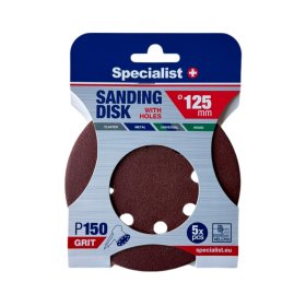 Šlifavimo diskas SPECIALIST+, su skylėmis, P150, 125 mm, 5 vnt.