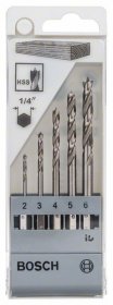 Šešiabriaunių grąžtų medienai komplektas BOSCH, 2-3-4-5-6 mm