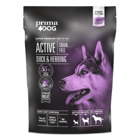 Sausas šunų ėdalas PRIMADOG, Active Be Grūdų Antiena-silkė 1,5kg