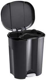 Šiukšliadėžė rūšiavimui ROTHO, 3 skyriai, 1 x 10 l., 2 x 16 l., juoda