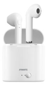 Ausinės STREETZ TWS-0008, Wireless, 350 mAh, su dėžute, BT5 baltos sp.