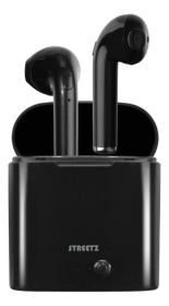 Ausinės STREETZ TWS-0007, Wireless, 350 mAh, su dėžute, BT5 juodos sp.