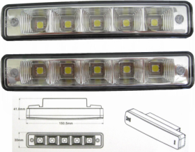 Dienos šviesos lempos, diodiniai halogenai ALBURNUS 5SMD, e4 drl, SN1040