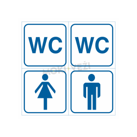 Ženklas WC (2), WC (V), WC(M) 100 x 100 mm, lipdukas, 4 vnt.