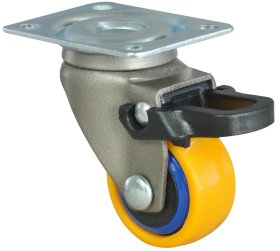 Pasukamas ratukas 3C-Serija, d-25 mm, geltonas, minkštas, su stabdžiu, apkrova - 12 kg., N