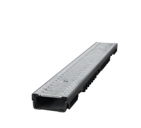 Latakas BIELBET, matmenys 1000 x 130 x 55 mm, apkrova - 1,5 t, plastikinis, cinkuotos grotelės, juodos spalvos