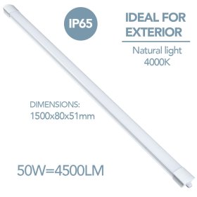 LED šviestuvas ELECTRALINE, 50 W, 4500 lm, 4000K, IP65 , matmenys: 1500 x 80 x 51 mm, 65062