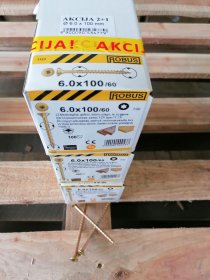 Medsraigčiai ROBUS, 6 x 100/60 mm, įleidžiama galva, cinkuoti, 300 vnt., TORX30