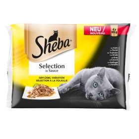 Ėdalas katėms SHEBA, įvairios mėsos rinkinys, maišeliuose, 4vnt x 85g