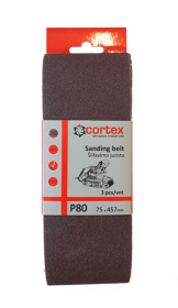 Juosta šlifavimui CORTEX P80, 75 x 457 mm, 3 vnt.