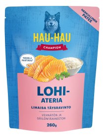 Konservuotas šunų ėdalas HAU-HAU CHAMPION, su lašiša, 260g