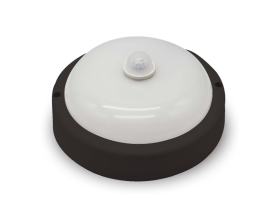 Specialiųjų patalpų LED šviestuvas ORRO BL170CP01-PIR, 10W, 700 lm, IP54, su PIR judesio davikliu, virštinkinis, juodos sp., apvalus, A171500010
