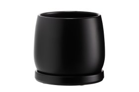 Kambarinis keraminis vazonas 4Living Heidi, su lėkštute, juodos sp., 15 x 15 x 15 cm.