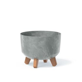 Plastikinis kambarinis vazonas GRACIA BETON EFFECT, ant kojelių, pilkos sp., vazono skersmuo 23,8 cm.