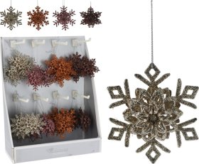 Eglutės žaisliukas Snaigė, 4 skirtingos spalvos: šampaninė/rožinė/raudona/oranžinė, 10 x 10 x 4 cm