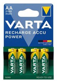 Maitinimo elementai VARTA RECHARGE ACCU, įkraunami, AA 2100 mAh, 4 vnt., 56706