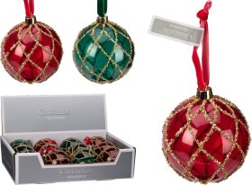 Eglutės žaisliukas, su auksiniu raštu, 2 skirtingos sp., skersmuo 8 cm