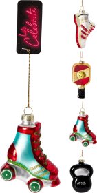 Eglutės žaisliukas Sportas, stiklas, 5 skirtingi dizainai, aukštis 9 cm