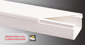 Kanalas kabeliui SERT PLASTIK Sert01616 Adhesive, lipnus, 2 m, PVC, 16 x 16 mm, baltos spalvos