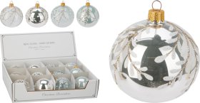 Eglutės žaisliukas, stiklas, 4 skirtingos sp., skersmuo 8 cm