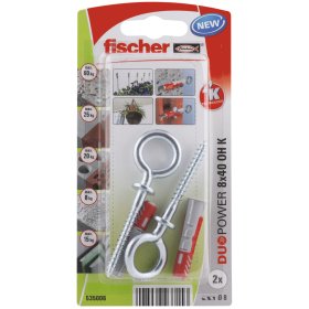 Dvikomponenčiai kaiščiai FISCHER Duopower, su O formos kabliu, 8 x 40 mm, 2 vnt.