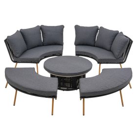 Lauko baldų komplektas ESTI ESTA Holand, 2 lenktos sofos, 2 lenkti suolai, stalo skersmuo 95 cm