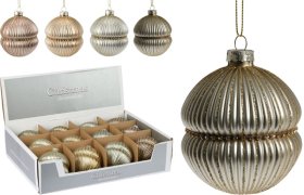 Eglutės žaisliukas, burbulo formos su iškilumais, stiklinis, matinis, 8 cm