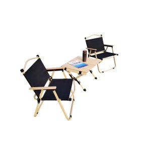 Stovyklavimo baldų komplektas NOVELLY HOME, sulankstomas, 2 kėdės ir staliukas, šviesiai rudos/juodos sp., BF-22-CP-002