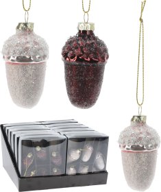 Eglutės žaisliukų rinkinys Gilės, 6vnt., 2 skirtingos spalvos: aukso/šampaninė sp., 40 x 40 x 65 mm