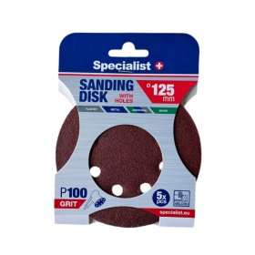 Šlifavimo diskas SPECIALIST+, su skylėmis, P100, 125 mm, 5 vnt.