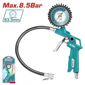 Padangų pripūtimo pistoletas TOTAL, su manometru, 8,5 Bar, TAT11601