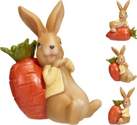 Velykinė dekoracija Triušis, su morka, 8 cm, 4 skirtingi dizainai