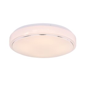 Lubinis LED šviestuvas GLOBO Kalle, 24W, 230V, 2800lm, 3000/4000/6000K, šviesos sp. keičiama su jung., metalas baltas, žiedas chromo, 375x75mm, 48408-24