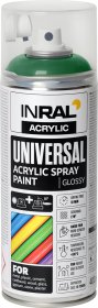 Aerozoliniai dažai INRAL ACRYLIC UNIVERSAL, 400 ml, samanų žalia, blizgi, RAL6005
