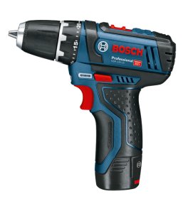 Akumuliatorinis suktuvas BOSCH Professional GSR 12V-15, 2 baterijos 12V, 2,0 Ah, 10 priedų rinkinys, lagaminas (060186810G)