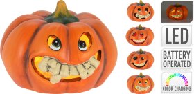 Helovyno LED dekoracija Moliūgas, įv. dizainų, šviečia įv. spalvomis