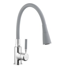 Plautuvės maišytuvas INVENA POGO, lanksčiu snapu, spl. pilka, BZ-80-L05-L