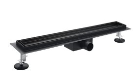 Metalinis juodas dušo latakas BIELBET, su įklijuojama plytele, 700mm