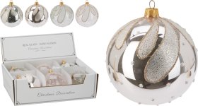 Eglutės žaisliukas, stiklas, 4 skirtingos sp., skersmuo 10 cm