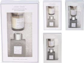 Namų kvapo ir žvakės rinkinys, įv. spalvų, 3 skirtingi kvapai: sniego angelas/ledinis vėjas/žiemos naktis