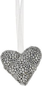 Eglutės žaisliukas Širdelė, sidabrinės sp., 10 cm