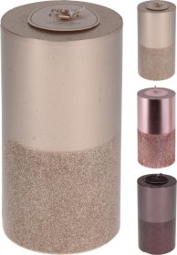 Žvakė, šampaninės, rožinės arba violetinės sp., degimo laikas iki 55 h, 7 x 13 cm