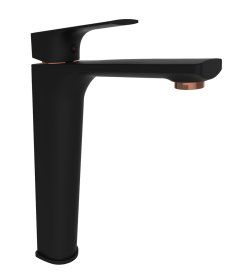 Praustuvo maišytuvas RUBINETA Modena-18/D (Bk/Rg), pastatomam praustuvui, aukštas, juodas