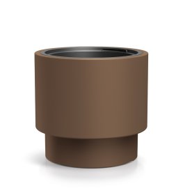 Plastikinis lauko vazonas "Heos", tamsiai rudos sp., 39,5 x 39,5 x 37 cm.